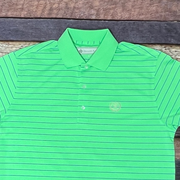 Donald Ross Green Striped Golf Polo Mens Golfer Preppy Country Club - Picture 2 of 4